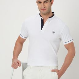 Mufti Pique Henley Neck Slim Fit Pure Cotton T-shirt-picture-30