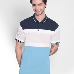 Crimsoune Club Colourblocked Polo Collar Slim Fit Pure Cotton T-shirt-image-84