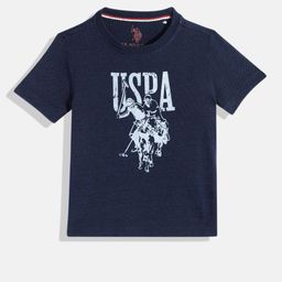U.S. Polo Assn. Kids Boys Navy Blue Brand Logo Printed Pure Cotton T-shirt-picture-39