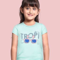 Allen Solly Junior Girls Sea Green Floral Printed Pure Cotton T-shirt-image-38