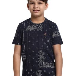 Beverly Hills Polo Club Boys Ethnic Print Round Neck Short Sleeves Pure Cotton T-shirt-image-18