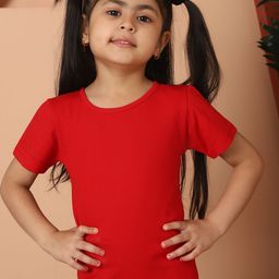 MINI & MING Girls Solid Round Neck Pure Cotton T-shirt-image-70