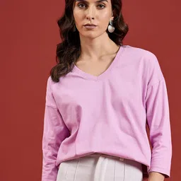 all about you Women V-Neck Solid T-shirt-image-101