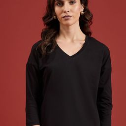 all about you Women V-Neck Solid T-shirt-image-103