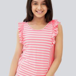 Olele Girls Candy Stripes Regina Ruffles Cotton Top-image-15