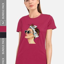 CHOZI Pack of 2 Graphic Printed Round Neck Cotton T-shirt-picture-49