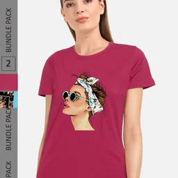 CHOZI Pack Of 2 Printed Cotton T-shirts-picture-7