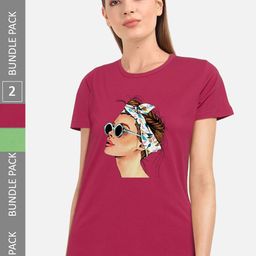 CHOZI Pack Of 2 Graphic Printed Cotton T-shirt-image-113