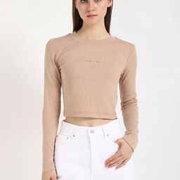 Calvin Klein Jeans Women Typography Printed Round Neck Cotton T-shirt-image-36