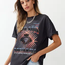 Trendyol Typography Printed Extended Sleeves Cotton Regular T-shirt-image-82