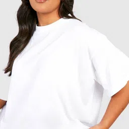 TRENDY RABBIT Women High Neck Drop-Shoulder Sleeves Raw Edge T-shirt-image-46