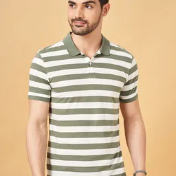 BYFORD by Pantaloons Men Striped Polo Collar Cotton Slim Fit T-Shirt-picture-30
