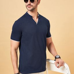 BYFORD by Pantaloons Mandarin Collar Short Sleeves Slim Fit T-shirt-image-34