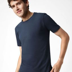 Urbano Fashion Men's Estate Blue Printed Half Sleeve Slim Fit Cotton T-Shirt-image-70