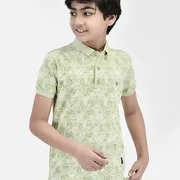 Crimsoune Club Boys Slim Fit Graphic Printed V-Neck Polo Collar T-shirt-image-33