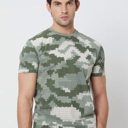 Mufti Slim Fit Abstract Printed Cotton Casual T-shirt-picture-38