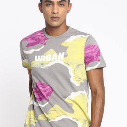 Lee Men Grey & Yellow Abstract Printed Slim Fit T-shirt-picture-3
