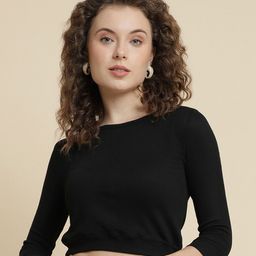 UnaOne Round Neck Slim Fit Crop T-shirt-image-60