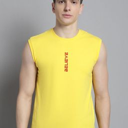 FBAR Typography Printed Sleeveless Slim Fit Pure Cotton T-shirt-image-71