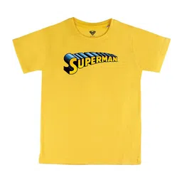 DC by Wear Your Mind Boys Yellow Typography Superman Printed Applique T-shirt-image-68