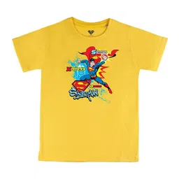 DC by Wear Your Mind Boys Yellow Superman Printed Pure Cotton T-shirt-image-61