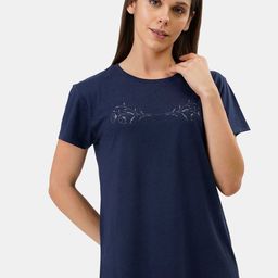 Amante Women Navy Blue Printed Lounge Tshirt-16
