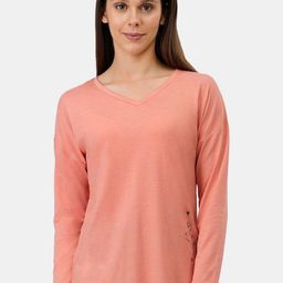 Amante Women Peach Cotton Lounge T-Shirt-picture-18