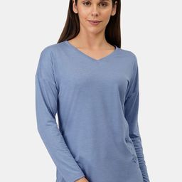 Amante Women Blue Long Sleeve Lounge Cotton T-shirts-image-25