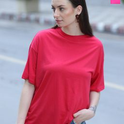 TITTLI Pack Of 2 Pure Cotton Drop Shoulder Sleeves Oversized T-shirt-image-59