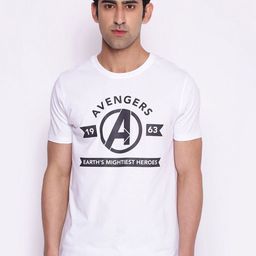 Marvel by Wear Your Mind Men White Black Avengers Printed Pure Cotton T-shirt-image-42