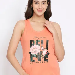 Being Human Women Peach-Coloured Typography Printed Sleeveless T-shirt-picture-40