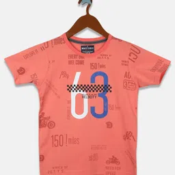 Monte Carlo Boys Peach-Coloured Typography Printed T-shirt-image-16