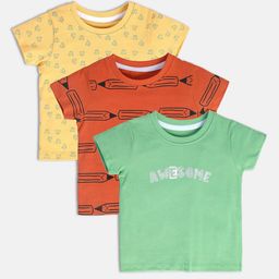MINI KLUB Boys Pack Of 3 Graphic Printed Pure Cotton T-shirt-image-40