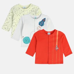 MINI KLUB Infant Boys Pack Of 3 Printed Pure Cotton Jhablas-image-73