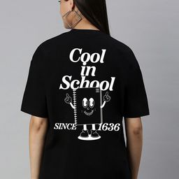 Harvard Typography Printed Drop-Shoulder Cotton Oversized T-shirt-image-90