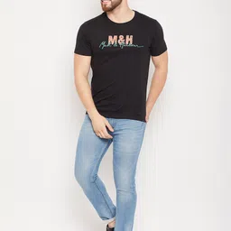 Mast & Harbour Black Typography Printed Pure Cotton T-shirt-picture-34
