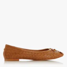 Textured Ballerinas with Bow Accent-image-75