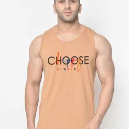 SLOWLORIS Printed Combed Cotton Bio-Wash Gym Vest SL26 CHS RUST-image-98