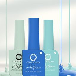 Colors Queen Affair 3-Pcs Long Lasting Matte Nail Lacquer- 13ml Each -Teal-Blue-Aquamarine-11