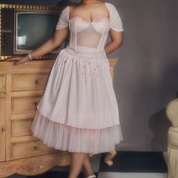 Lea Clothing Co. Embellished Sweetheart Neck Top With Flared Skirt-image-44