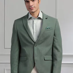 Blackberrys Men Self Design Single-Breasted Slim-Fit Formal Blazer-image-30