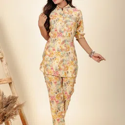LALI JAIPUR Printed Shirt Collar Tunic With Trousers Co-Ords-image-8