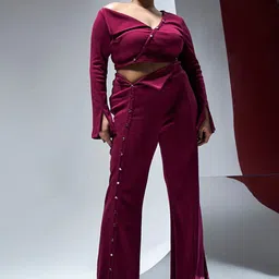 Lea Clothing Co. Pure Cotton V-Neck Top With Flared Trouser-picture-0