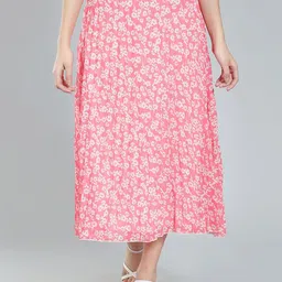 NUEVOSDAMAS Floral Printed Georgette Midi Flared Skirt-picture-13