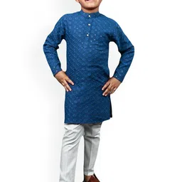 BAESD Boys Geometric Embroidered Mandarin Collar Sequinned Straight Kurta With Pyjama-2