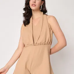 Zastraa Nude-Coloured Halter Neck Playsuit-picture-28