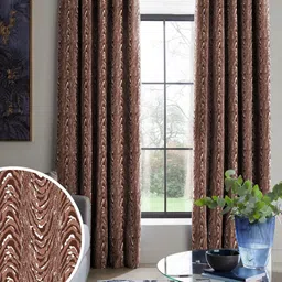 Nefertiti Home Rust & White 2 Pieces Self Design Black Out Long Door Curtains-image-129