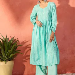 InWeave Women Embroidered Regular Thread Work Kurta with Trousers-picture-52