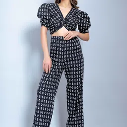 GARDEN PARTY Ikat Printed Top With Trouser Co-Ords-image-57