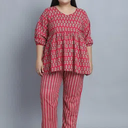 TAG 7 Plus Size Printed Pure Cotton Night suit-image-44